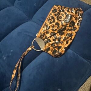 Leopard Print Wristlet Clutch